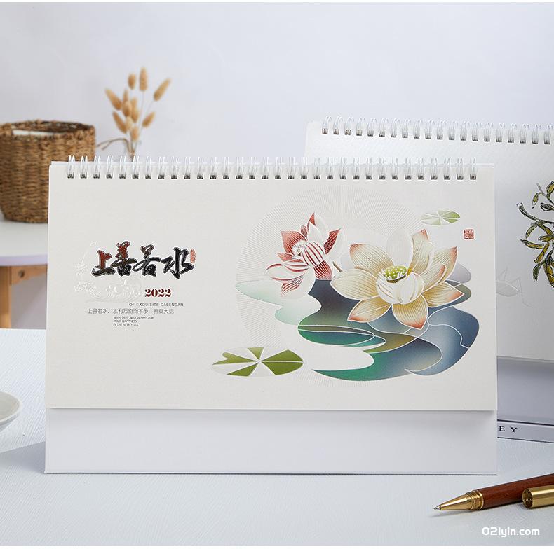 2022年珠光電雕臺歷四季養生 青花瓷 報春圖 月歷廠家批發  第13張